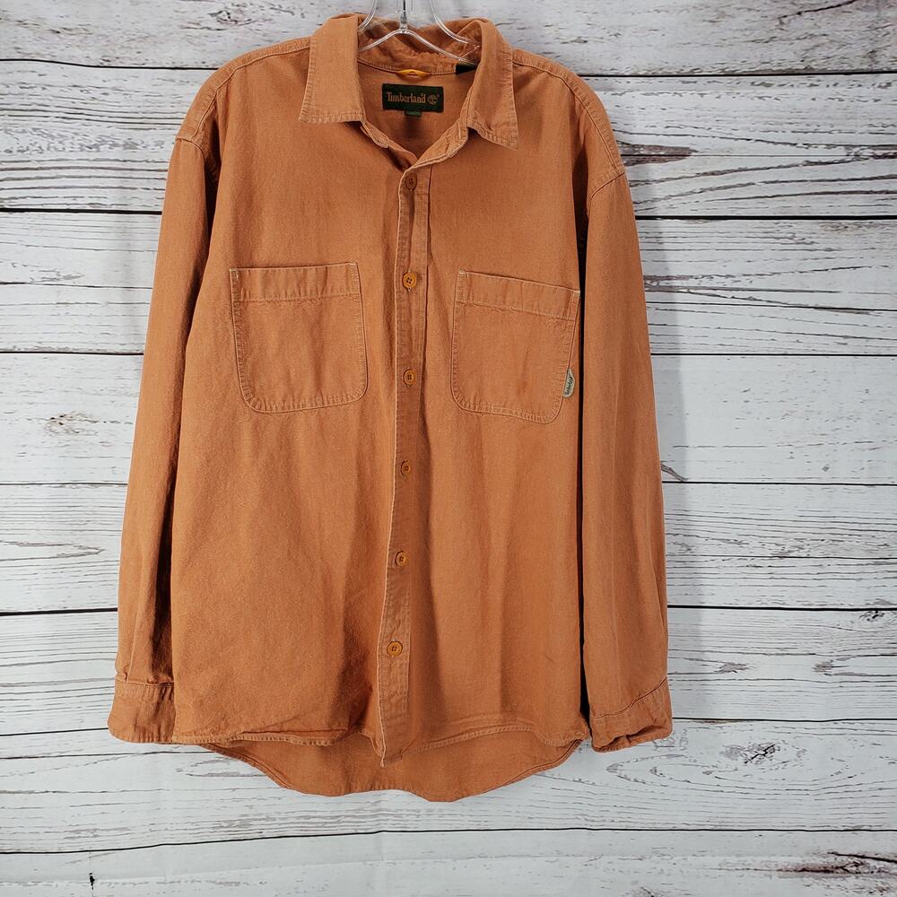 Timberland Orange Button Up Long Sleeve Shirt Size Large